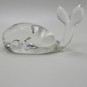 Elegant Clear Glass Whale Figurine Paper Weight